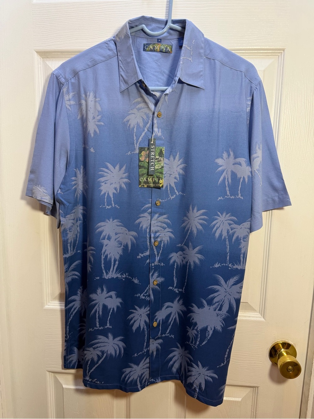 CAMPIA Men's Light Blue Casual Button-Down Shirt